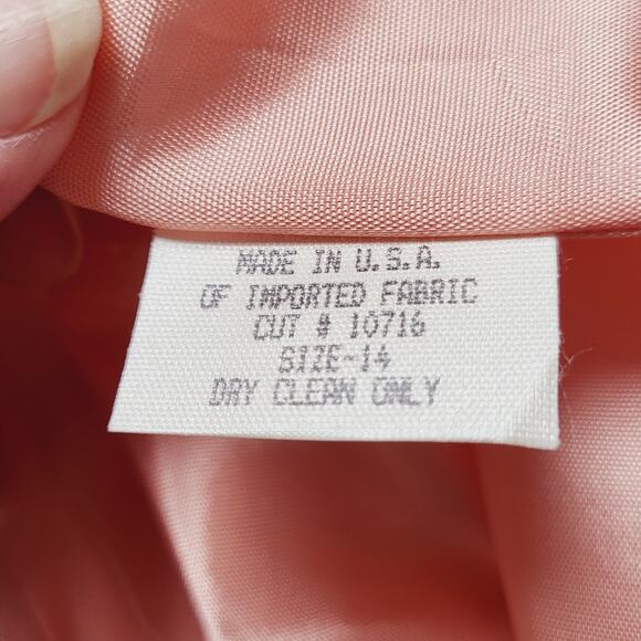 Vintage Agenda Made in USA Pink Wool Blend Embroidered Pockets Blazer Sz 14 Y2K - Picture 9 of 12